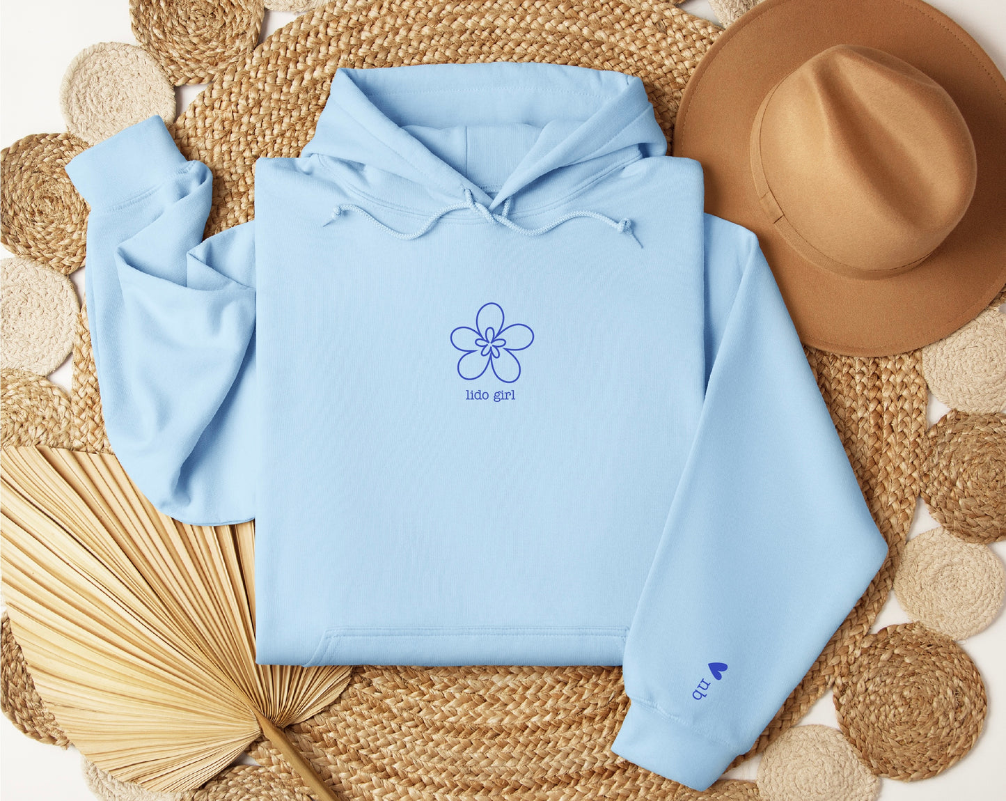 lido girl blue flower hoodie